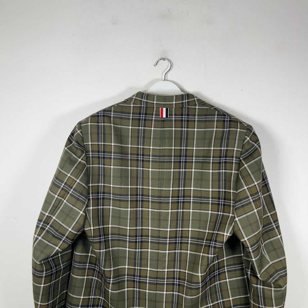 Thom Browne Multi-Pocket Plaid Peacoat