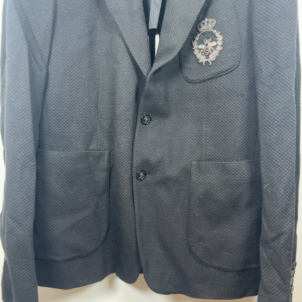 Dolce & Gabbana Textured Bee Crest Detail Blazer