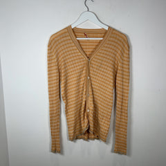 Prada Yellow Striped Cotton Cardigan