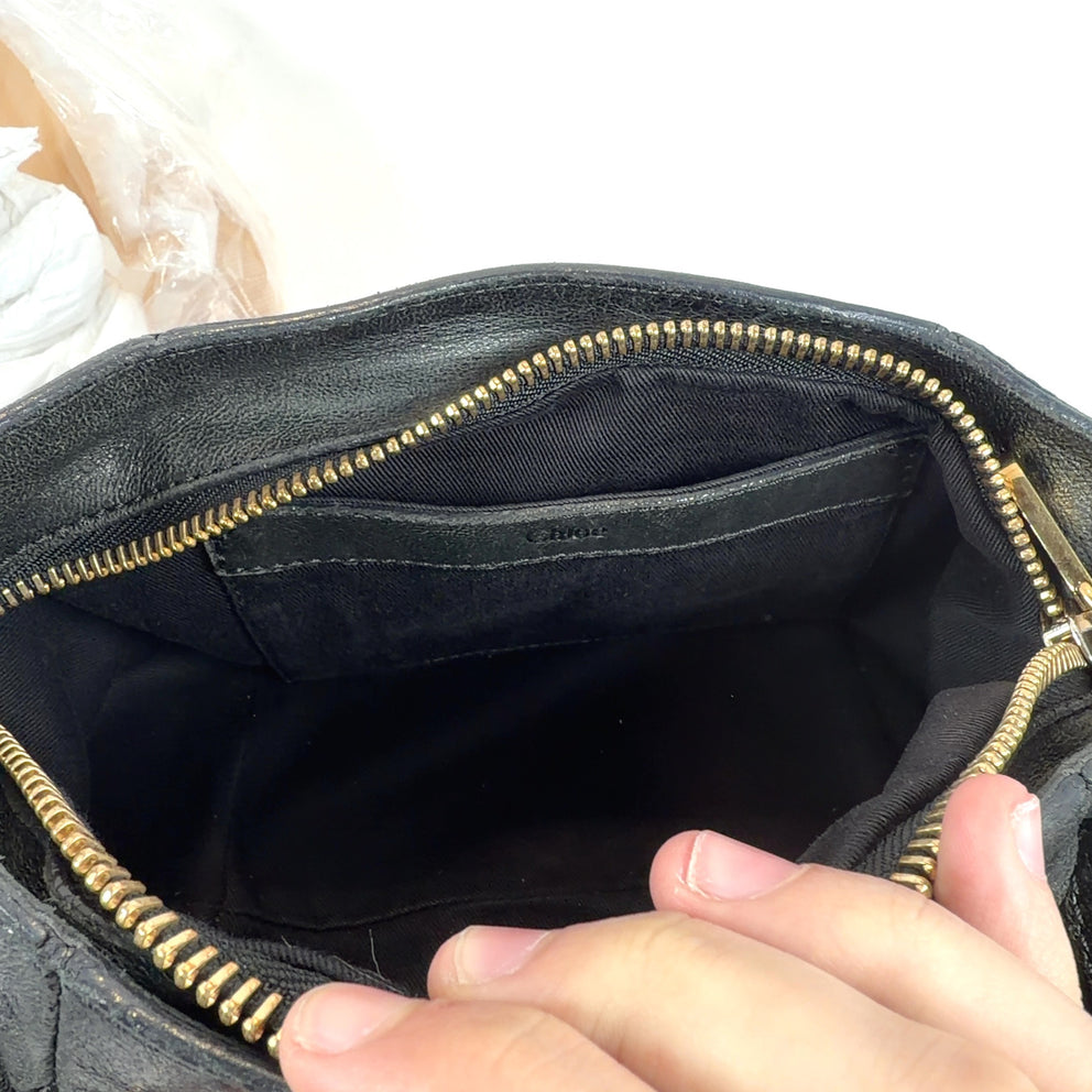 Chloe Ethel Black Leather Satchel Shoulder Bag
