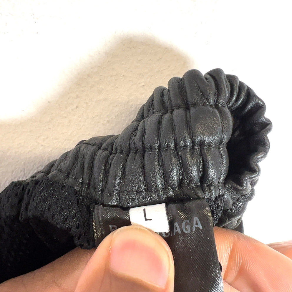 Balenciaga 3B Lambskin Wide-Leg Track Pants