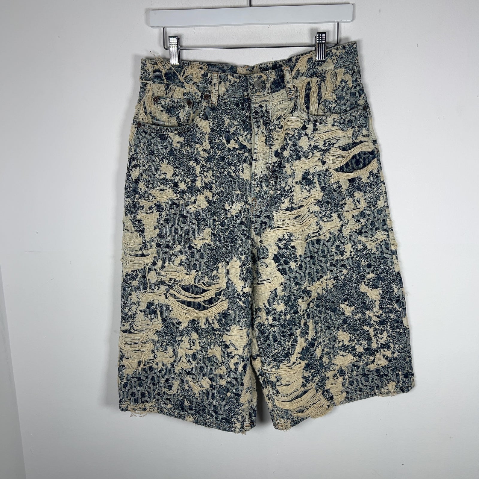 Acne Studios Distressed Monogram Denim Shorts