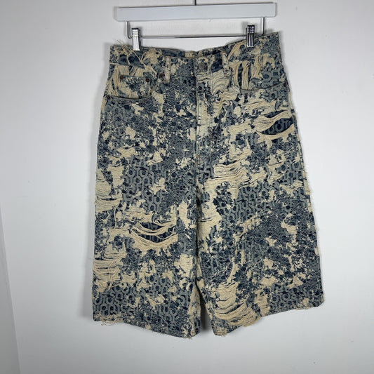 Acne Studios Distressed Monogram Denim Shorts