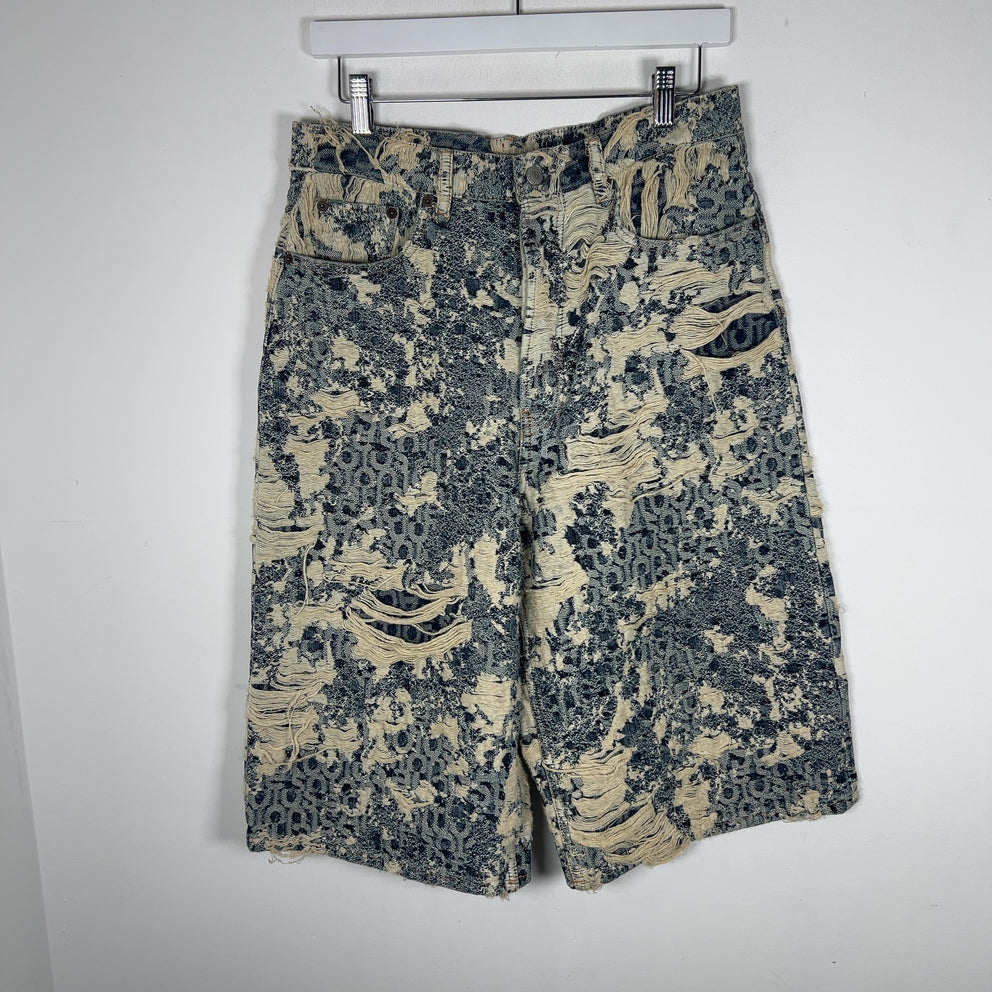 Acne Studios Distressed Monogram Denim Shorts