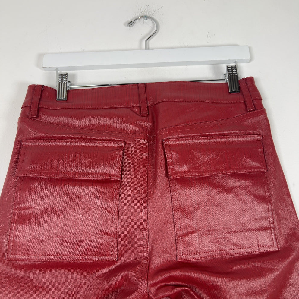 Rick Owens LIDO SS24 'Cardinal Red' Tyrone Cut Waxed Jeans