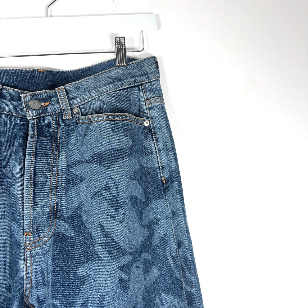 Palm Angels Lasered Palm Graphic Denim Jeans