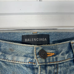 Balenciaga Waxed Distressed Denim Jeans