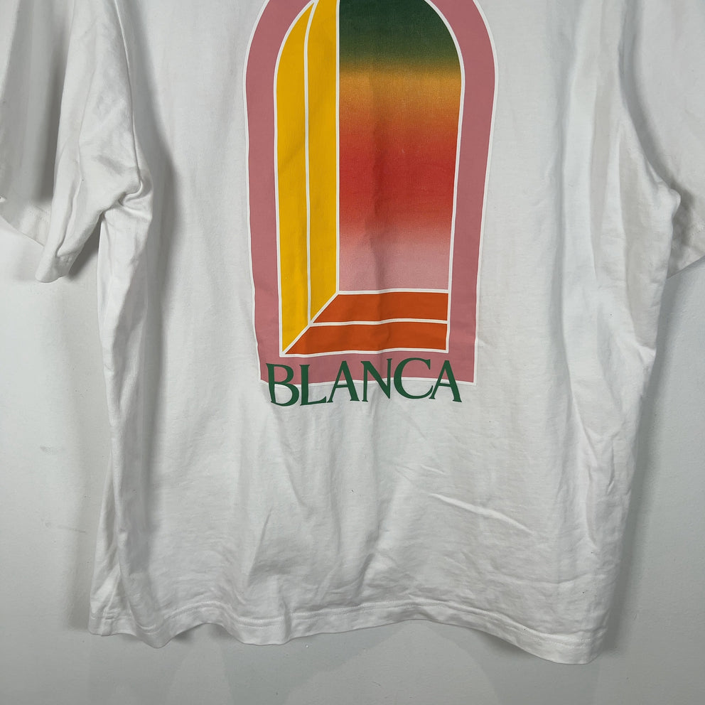 Casablanca Pink Outline Doorway Graphic White T-Shirt