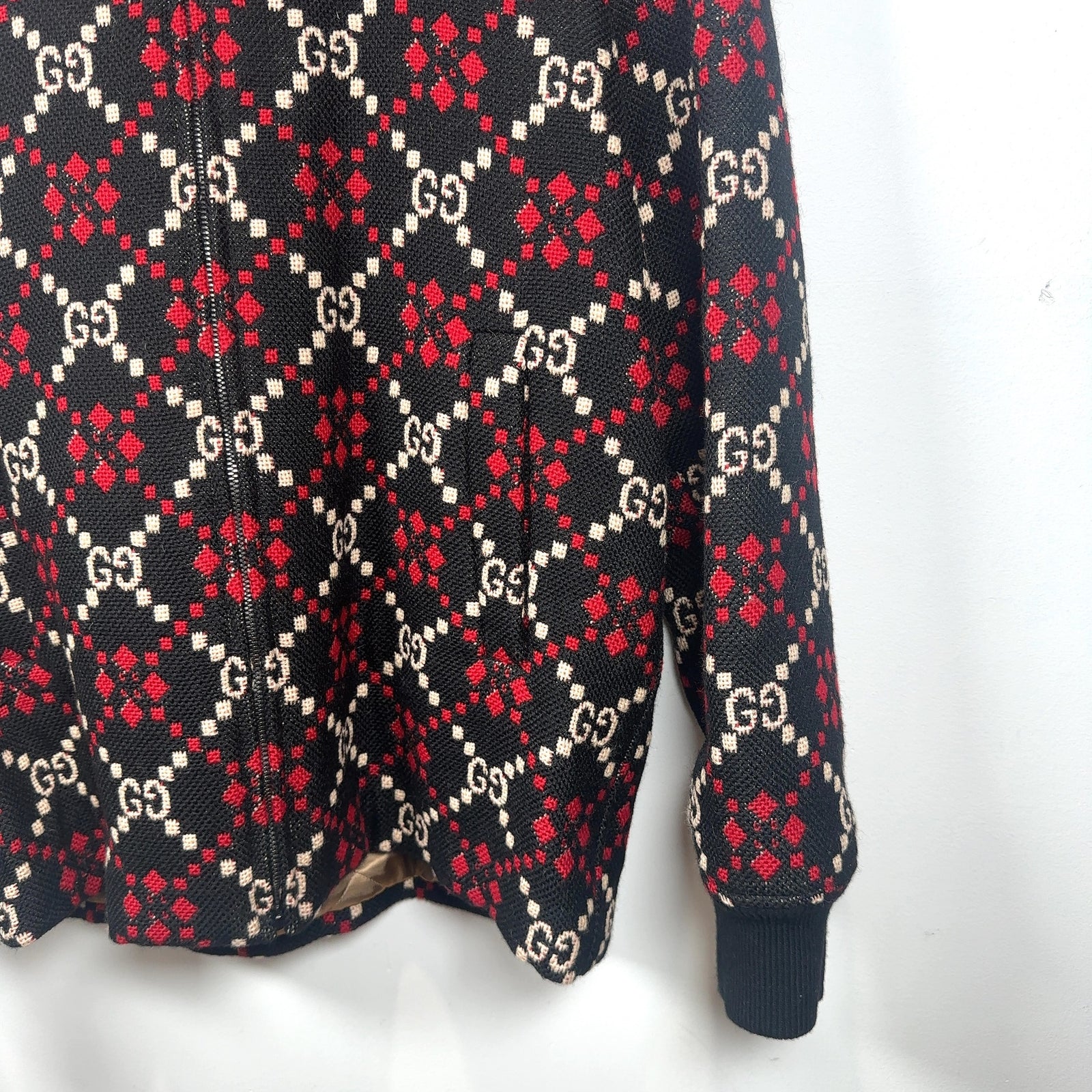 Gucci Diamond Argyle Knit Jacket Size S