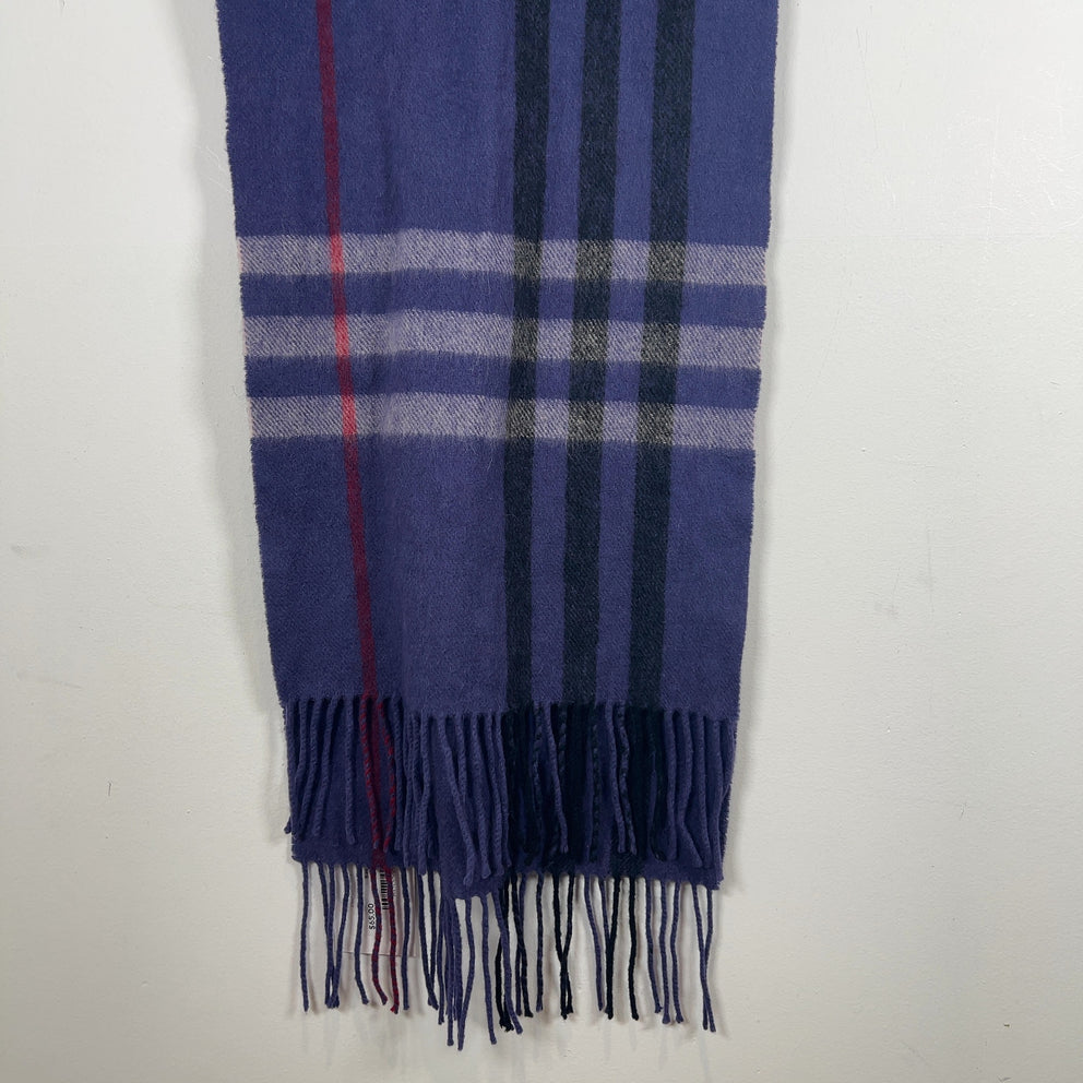 Burberry Purple Check Wool Scarf