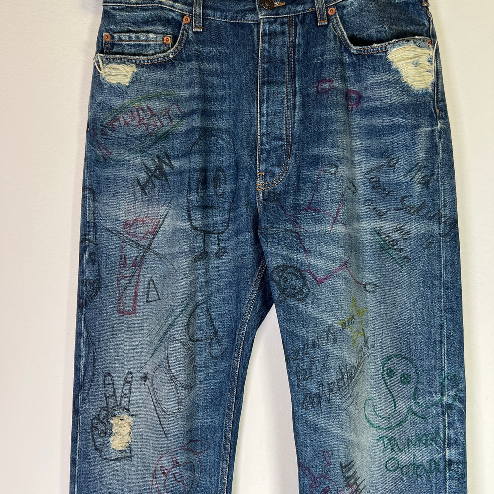 Balenciaga AW21 Scribble Denim Jeans