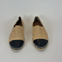 Chanel Leather Logo Espadrilles Flats