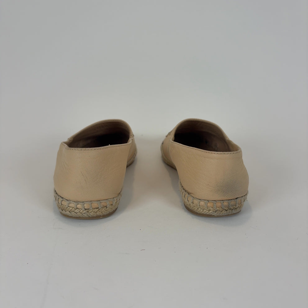 Chanel Leather Logo Espadrilles Flats