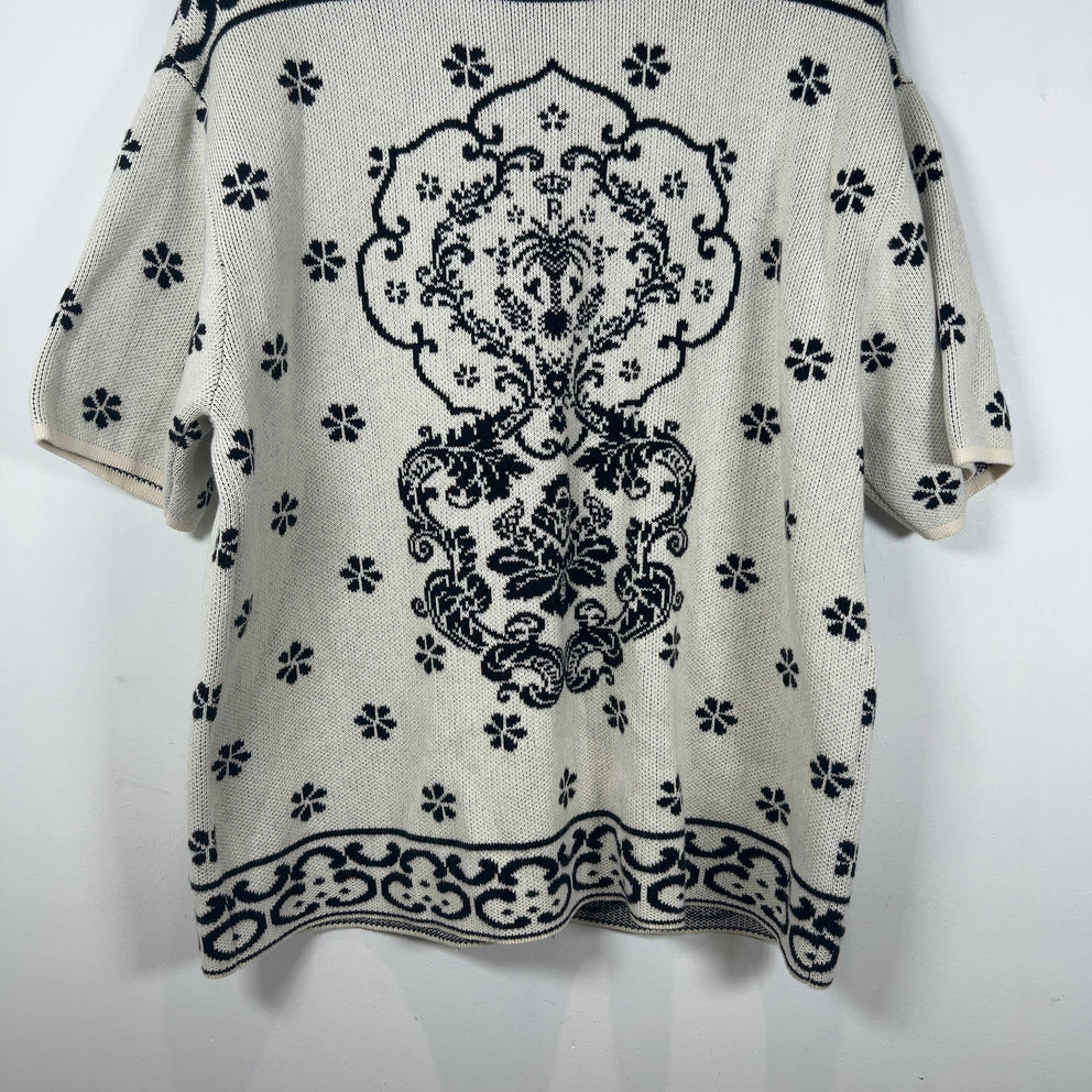 Rhude Floral Motif Knit Button Up Shirt