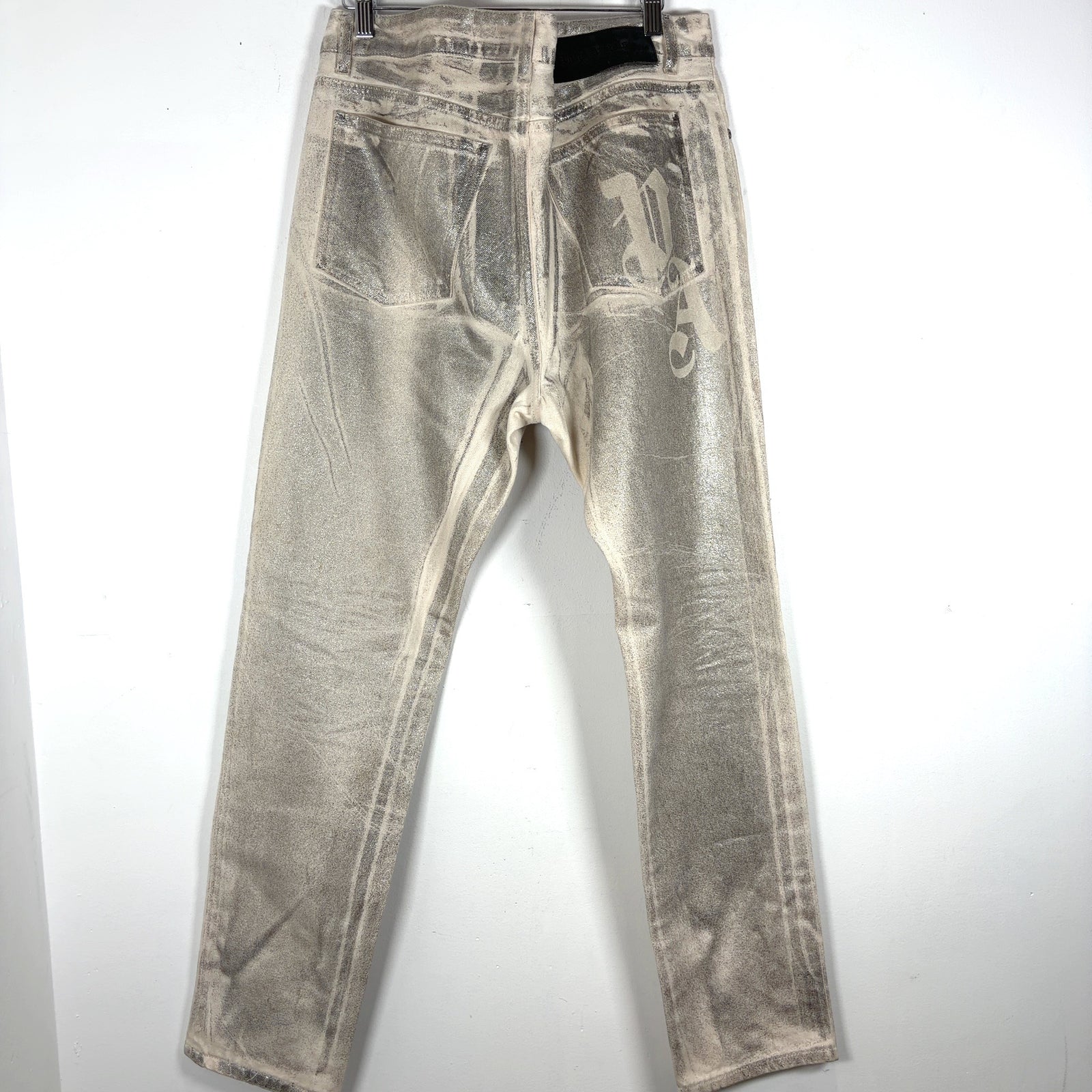 Palm Angels Silver Coated Denim Jeans