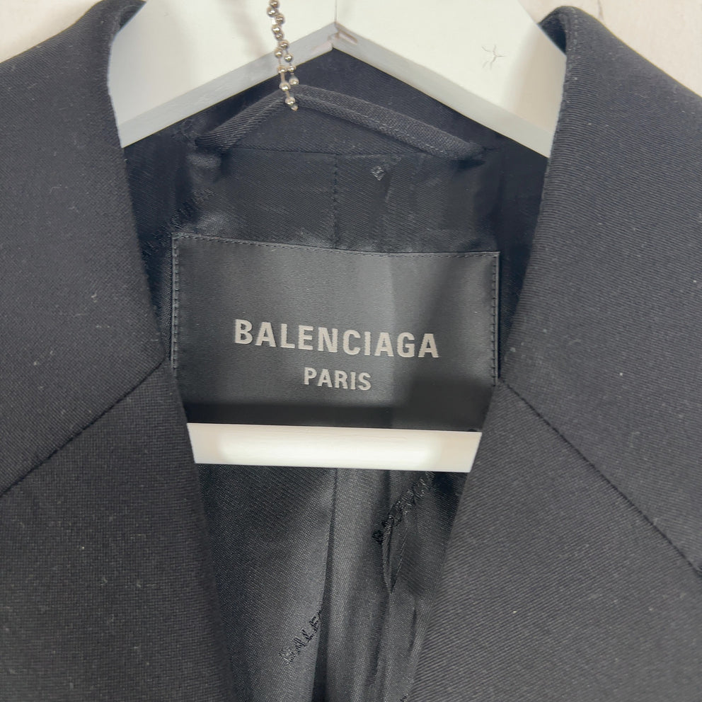 Balenciaga Barathea Black Duster Trench Coat