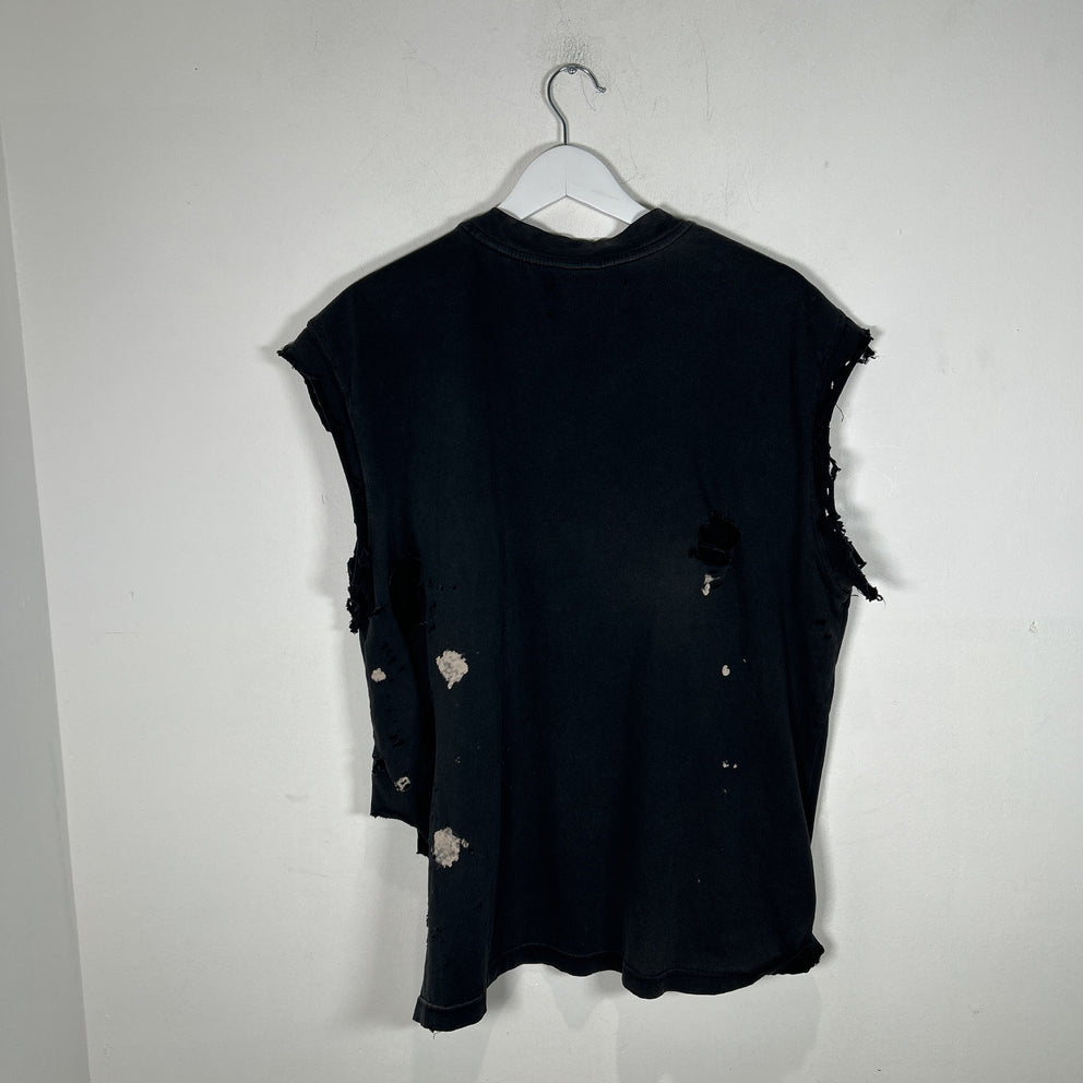 Satoshi Nakamoto Black Faded Road Rash Distressed T-Shirt Size M