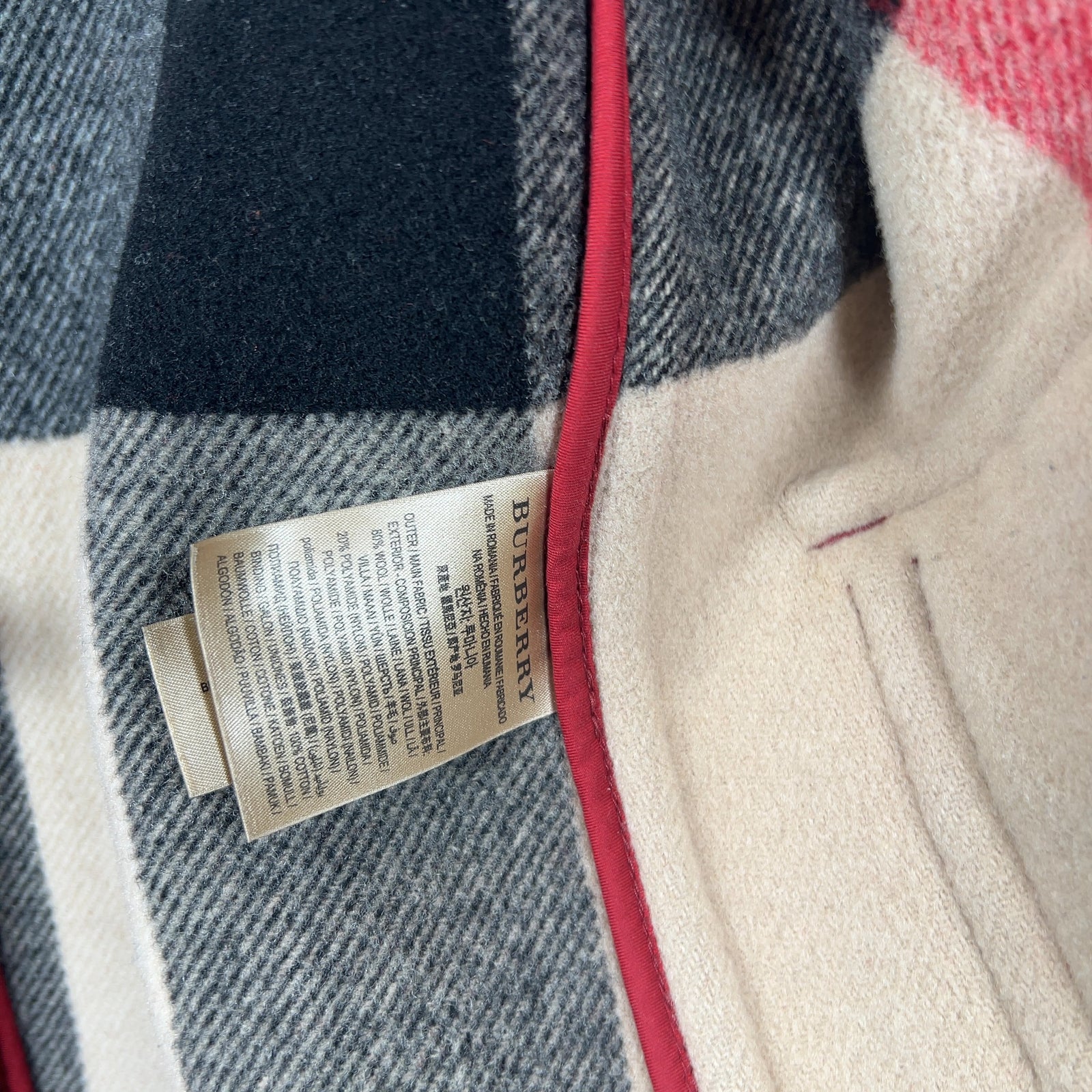 Burberry Red Wool Hooded Peacoat