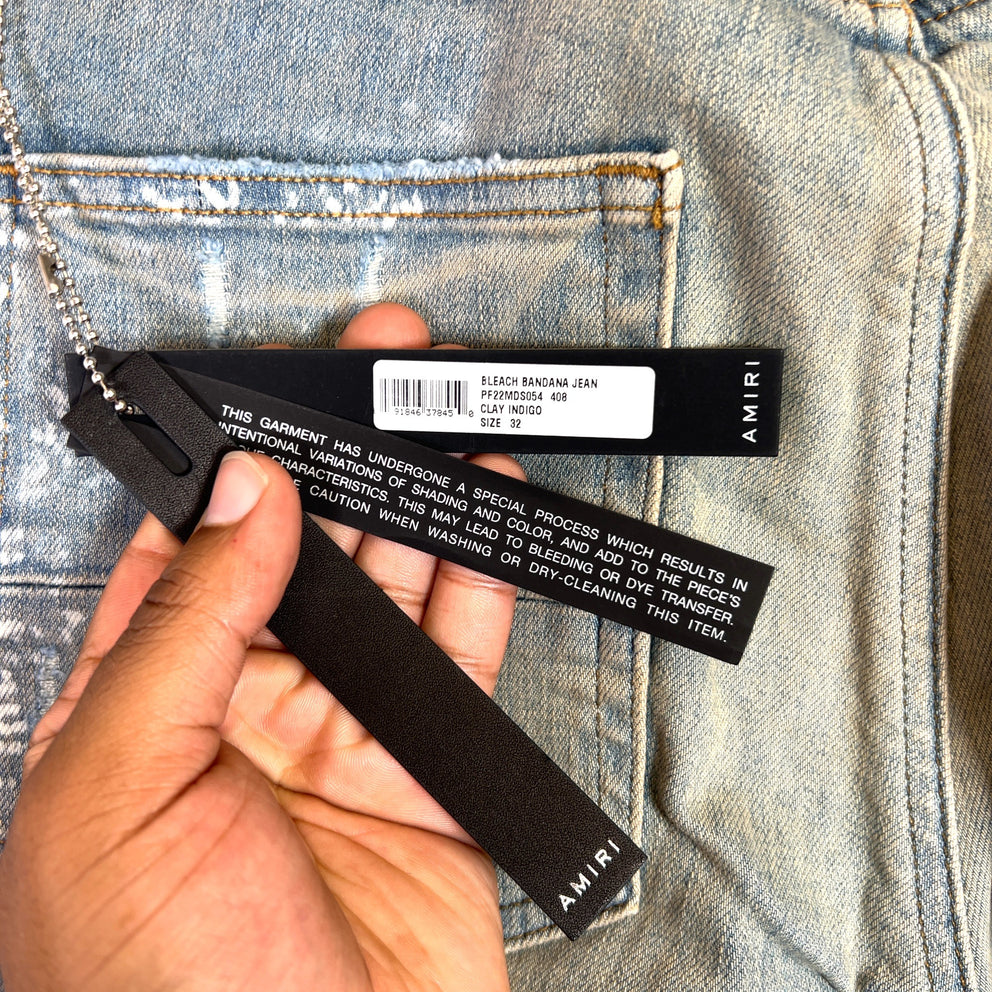 Amiri Clay Indigo Bleach Bandana Denim Jeans
