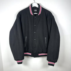Stussy 'Talk Melton' Striped Varsity Jacket