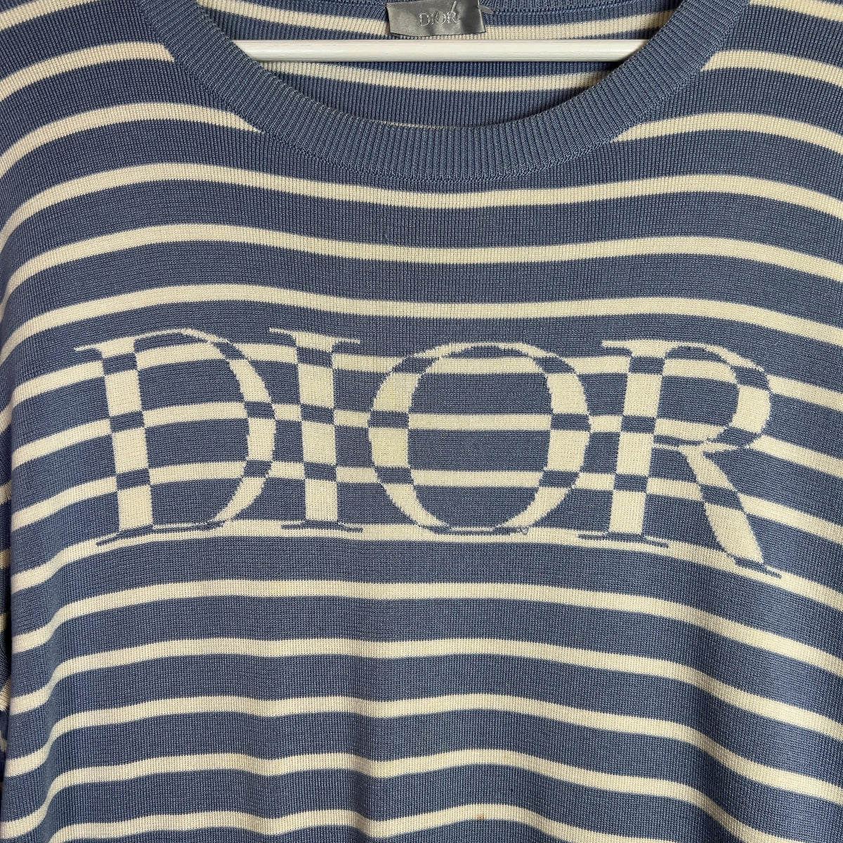 Dior SS21 Striped Logo Knit T-Shirt