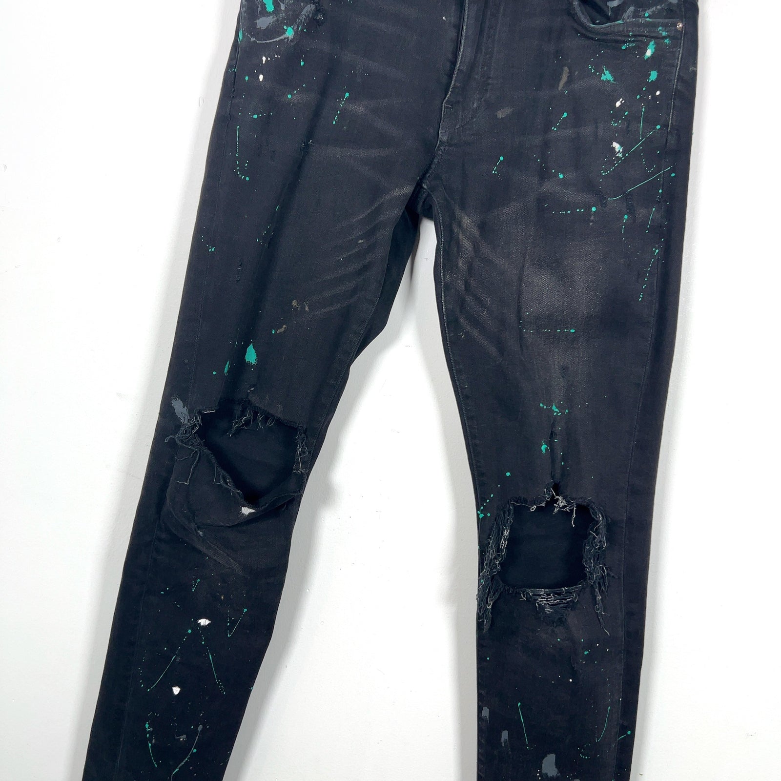Amiri Paint Splatter Black Jeans