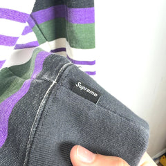 Supreme Striped Logo Pull-Over Hoodie
