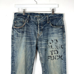 Hysteric Glamour 'Too Drunk To Fuck' Studded Lightwash Jeans
