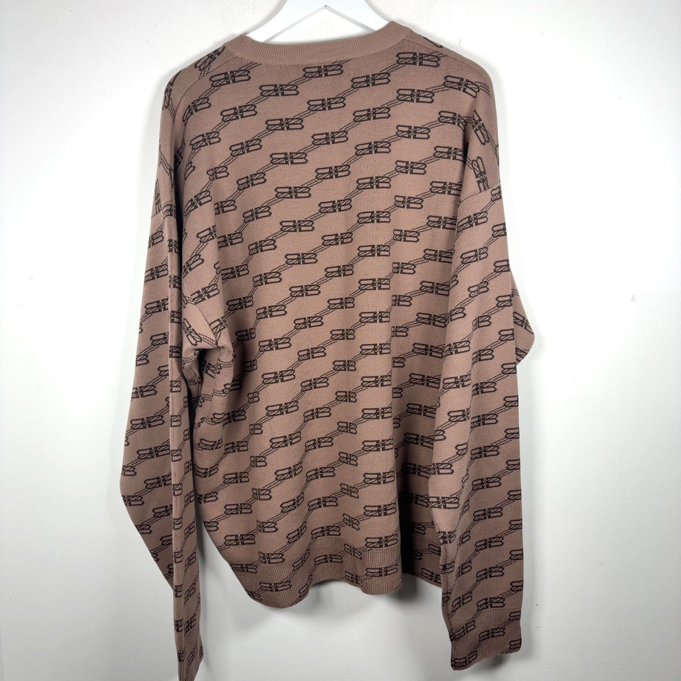 Balenciaga All-Over BB Monogram Knit Sweater