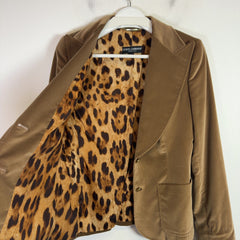 Dolce & Gabbana Vintage Velvet Leopard Lined Blazer