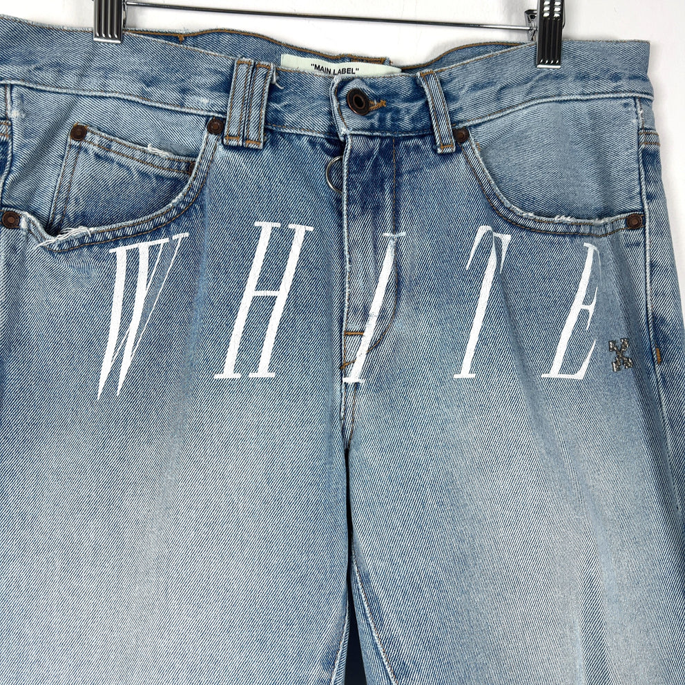 Off-White Striped Net Logo Jeans