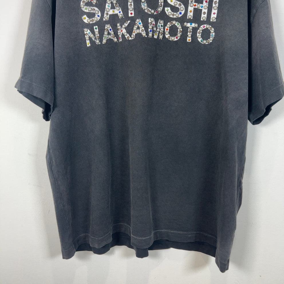 Satoshi Nakamoto Studded Spell Out Logo T-Shirt