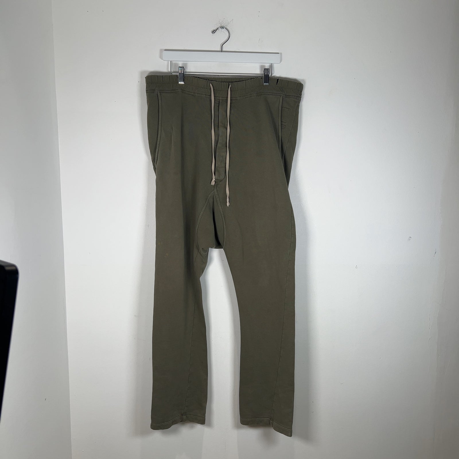 Rick Owens Army Green Felpa Drop Crotch Sweatpants