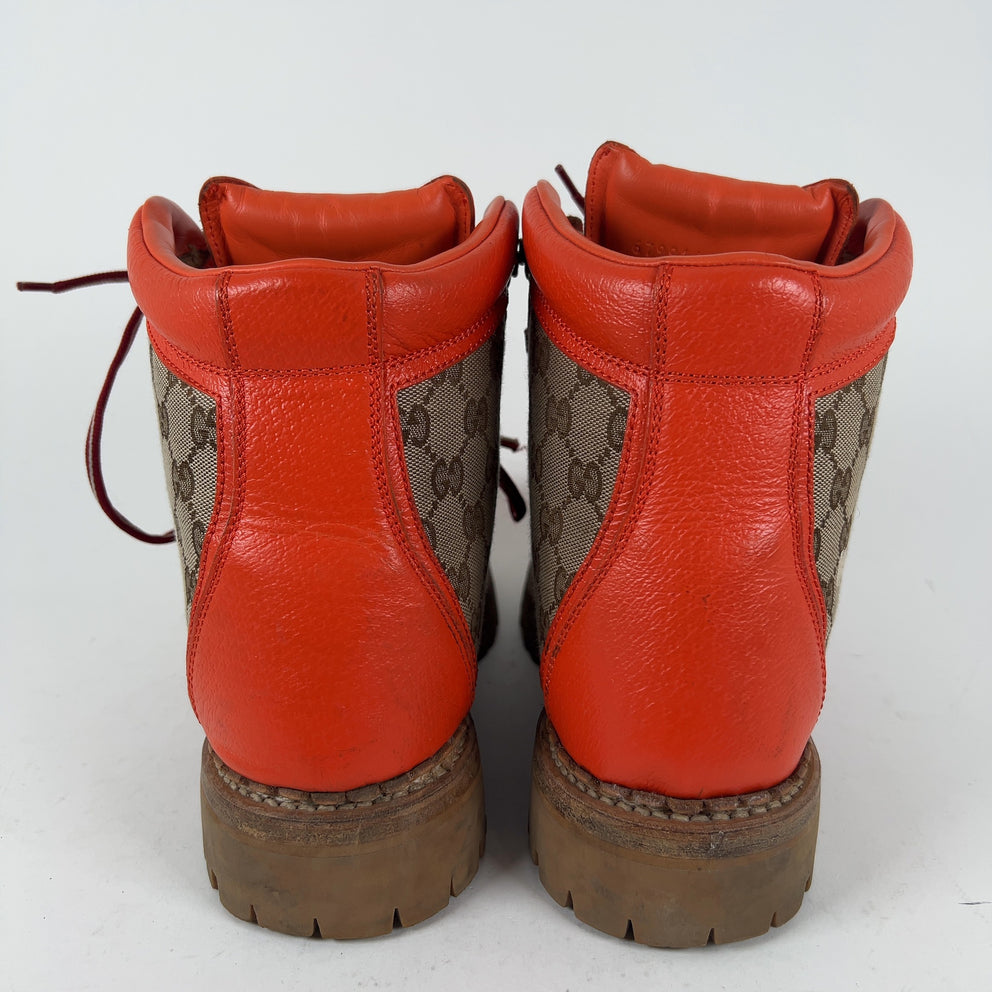 Gucci x The North Face GG Canvas Lace Up Hiking Boots