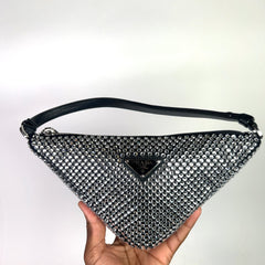 Prada Crystal Embellished Triangle Logo Bag