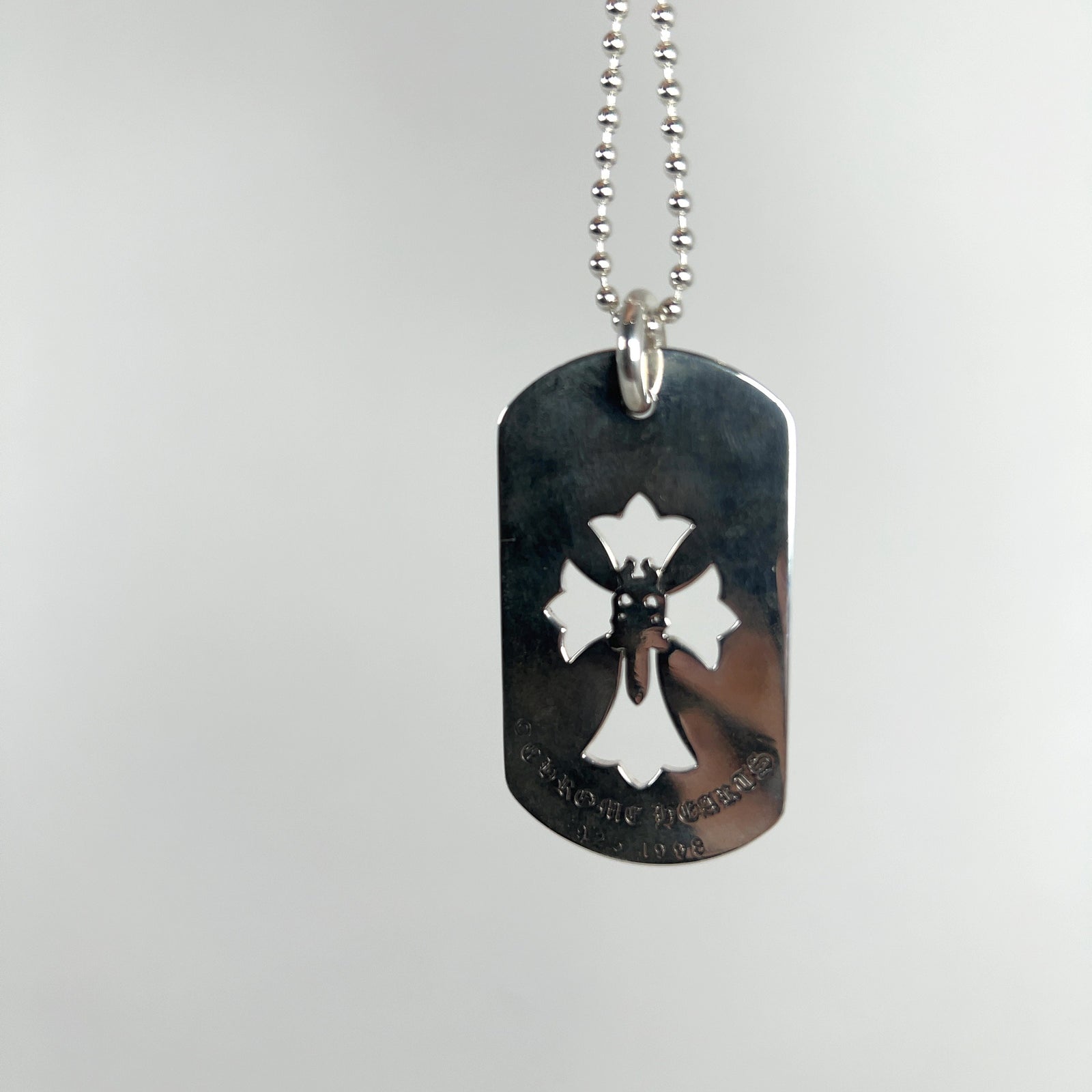 Chrome Hearts Dagger Cross Dog-Tag Necklace