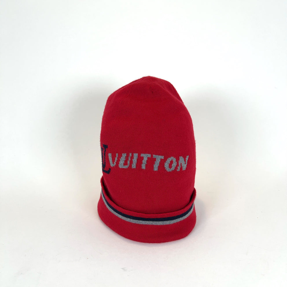 Louis Vuitton Red Wool Logo Beanie