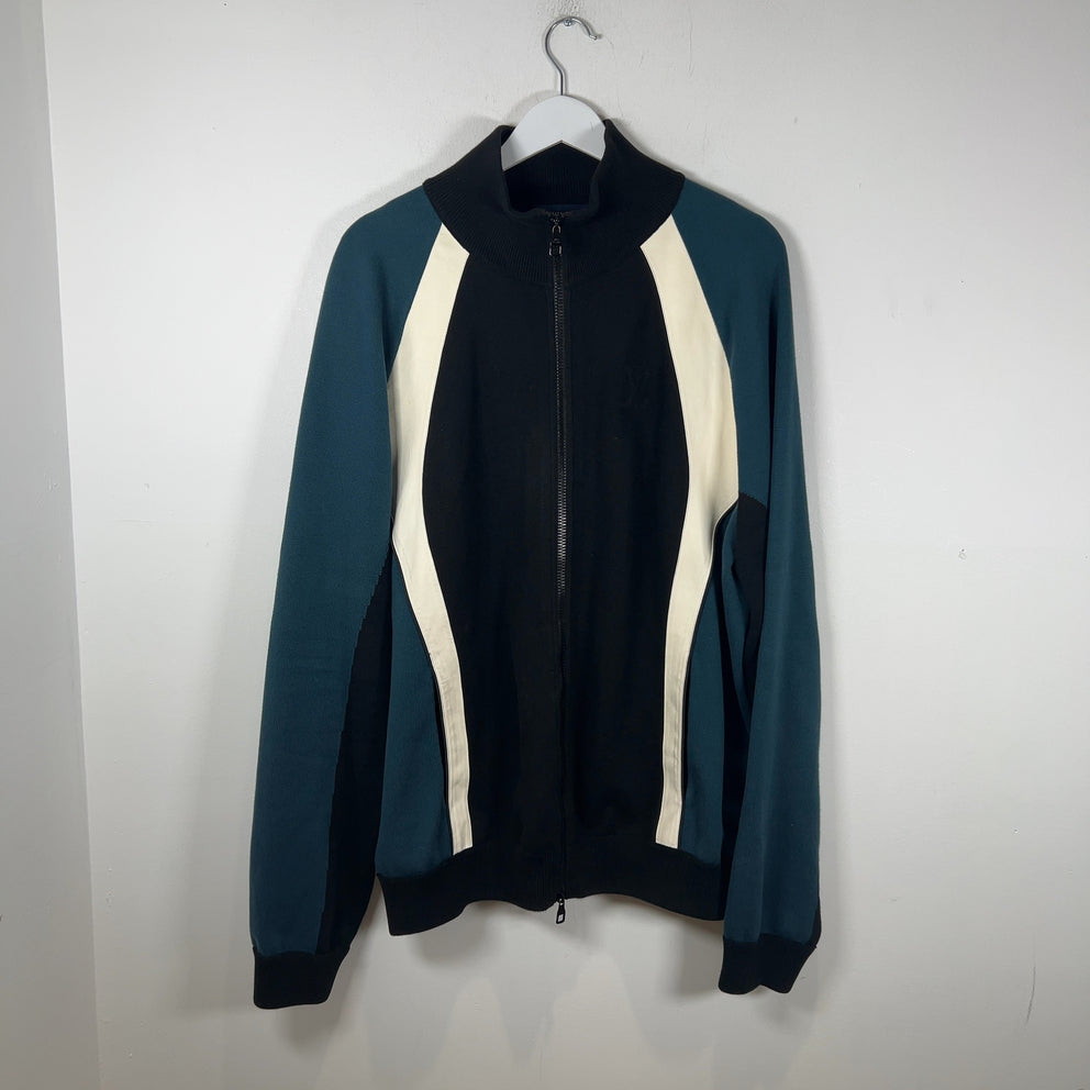 Louis Vuitton Color Block Leather/Knit Track Jacket