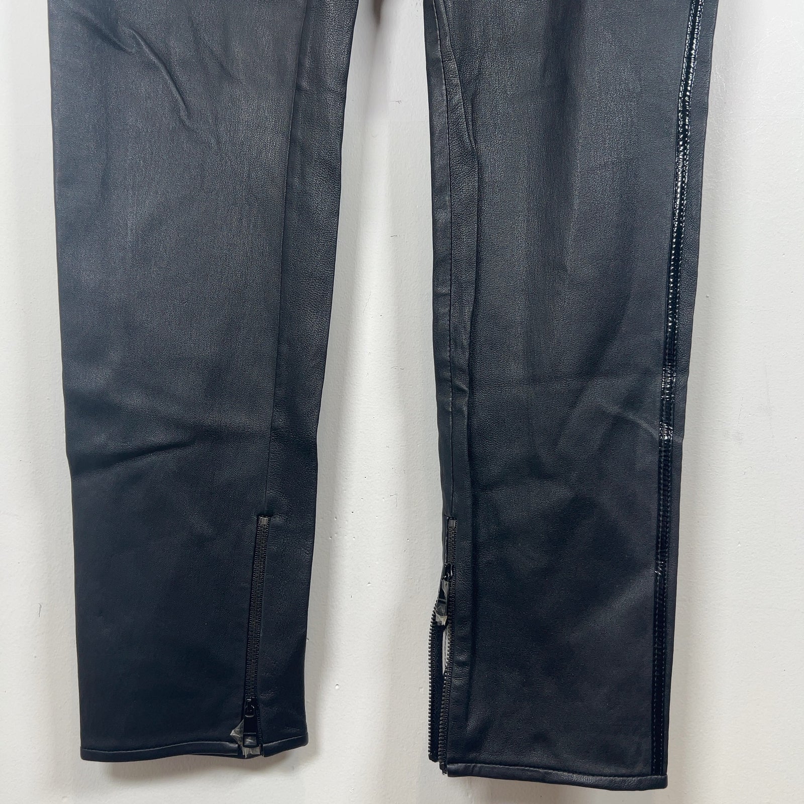Burberry Leather Striped Leggings