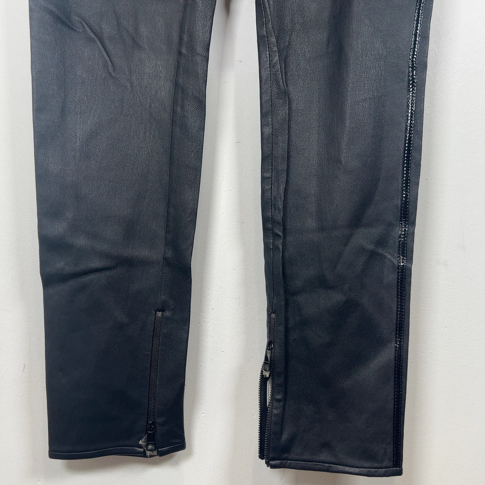 Burberry Leather Striped Leggings