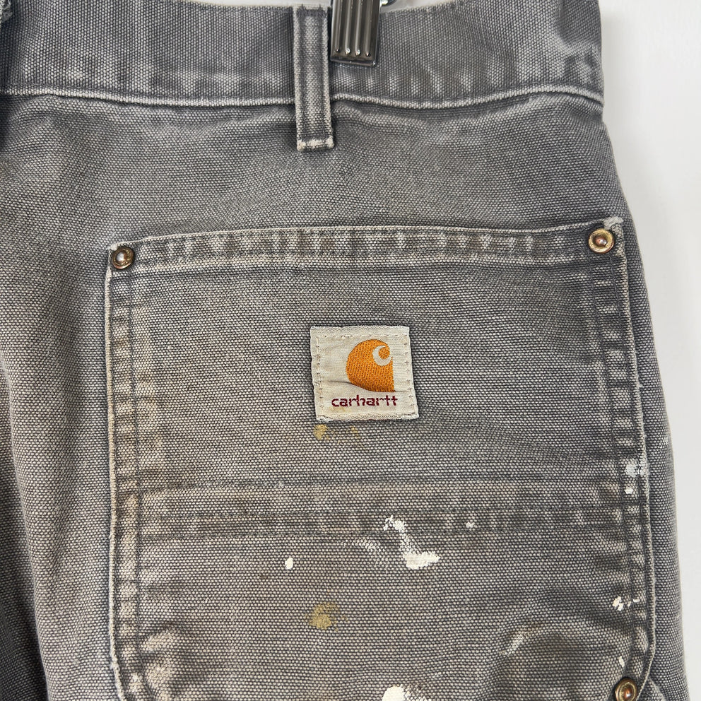 Carhartt Faded Grey Distressed 'Double Knee' Carpenter Pants