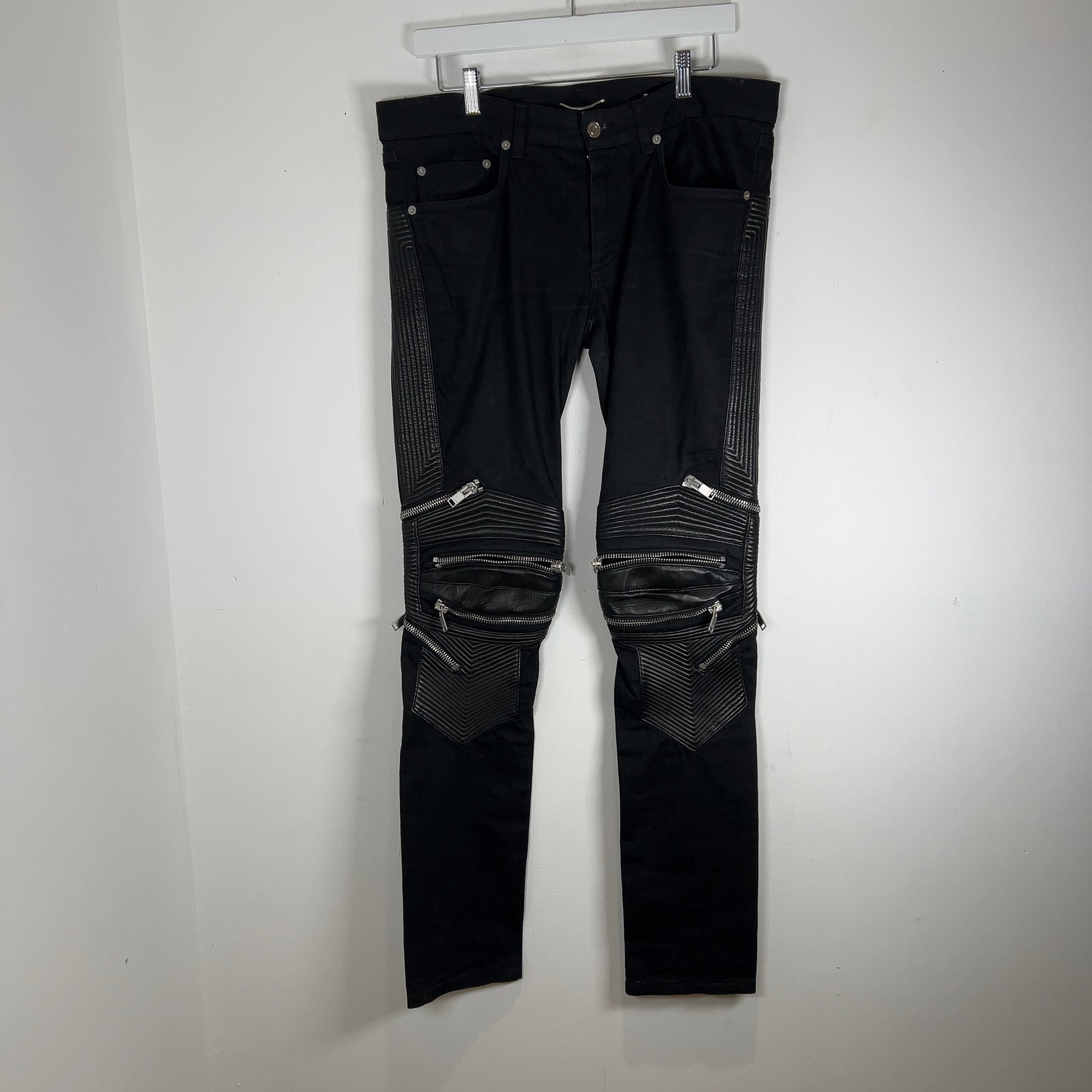 Saint Laurent FW13 D04 Lambskin Zipper Biker Jeans
