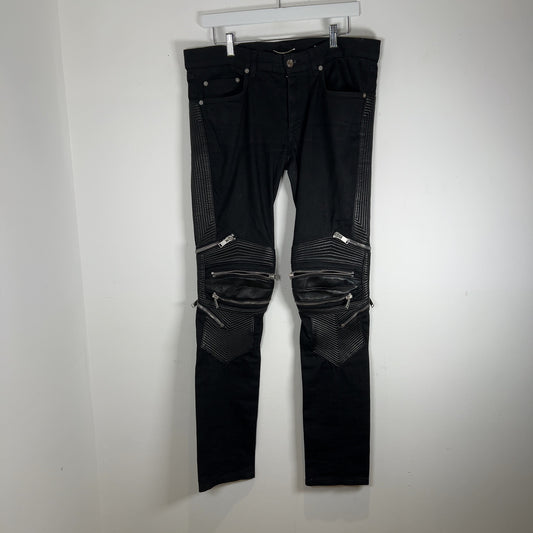 Saint Laurent FW13 D04 Lambskin Zipper Biker Jeans