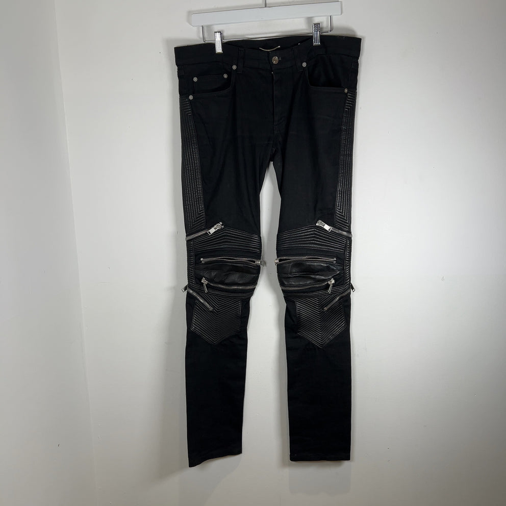 Saint Laurent FW13 D04 Lambskin Zipper Biker Jeans