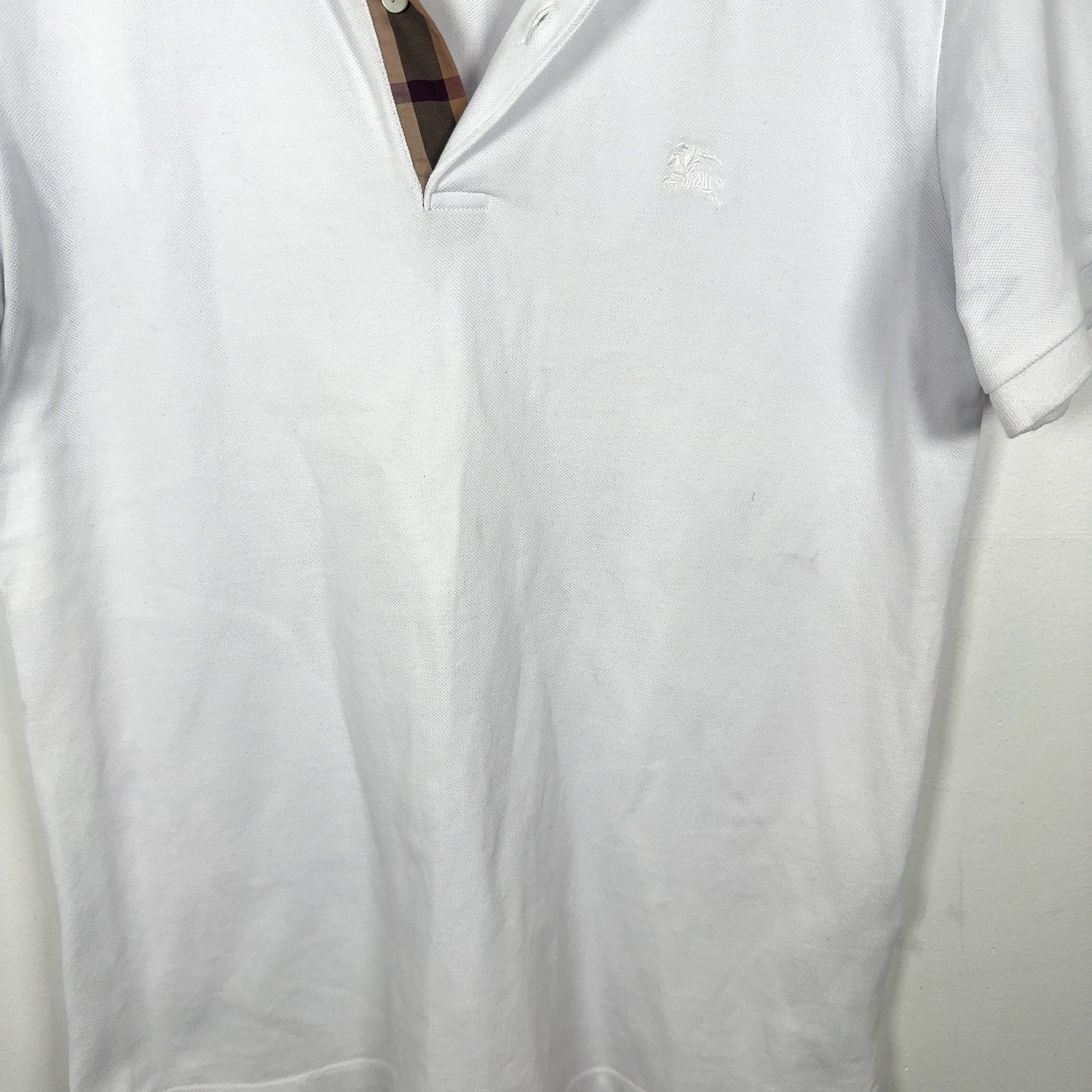 Burberry 1/4 Button White Polo