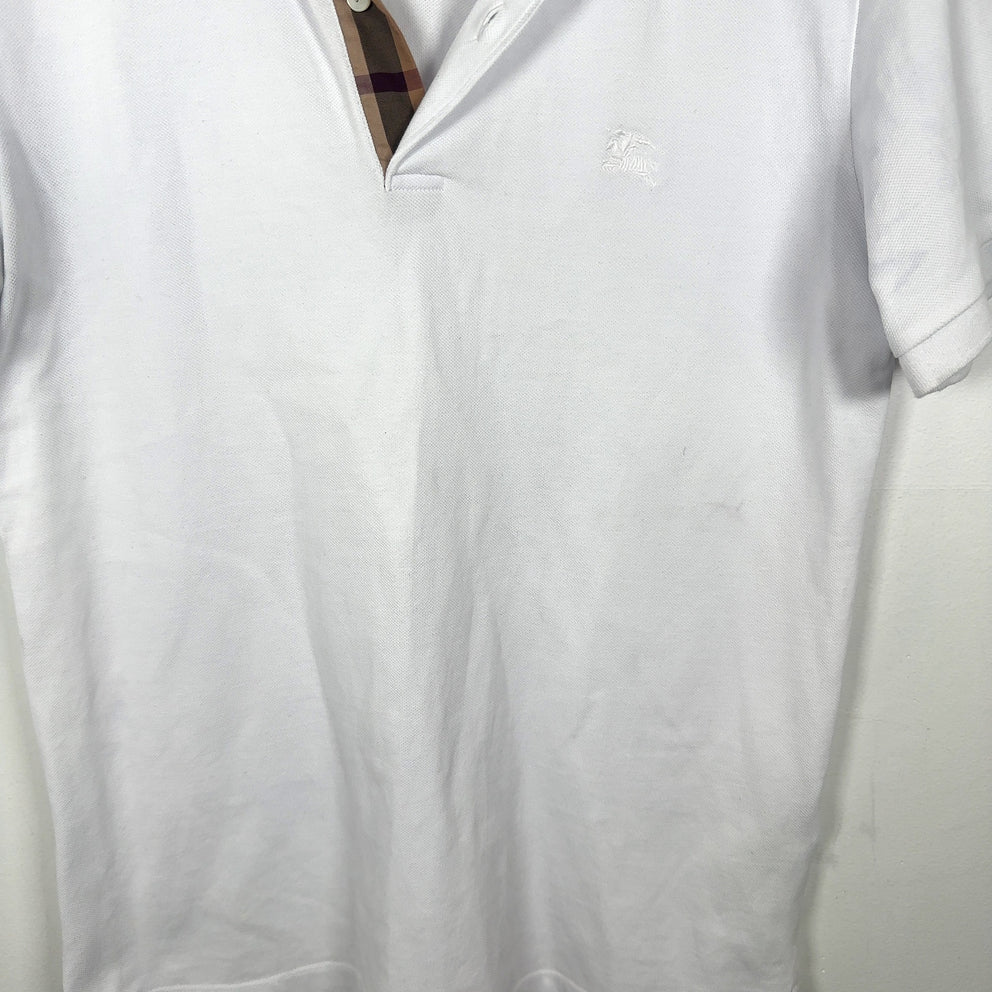 Burberry 1/4 Button White Polo