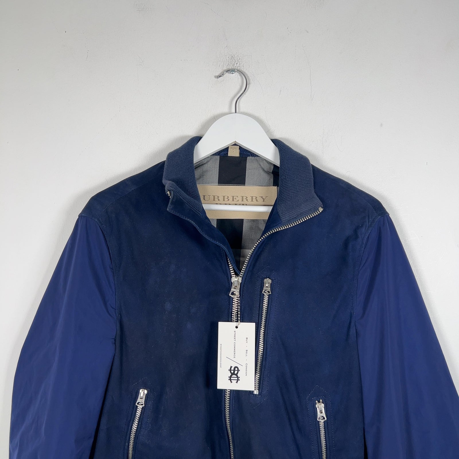 Burberry Brit Navy Nylon Sleeved Bomber