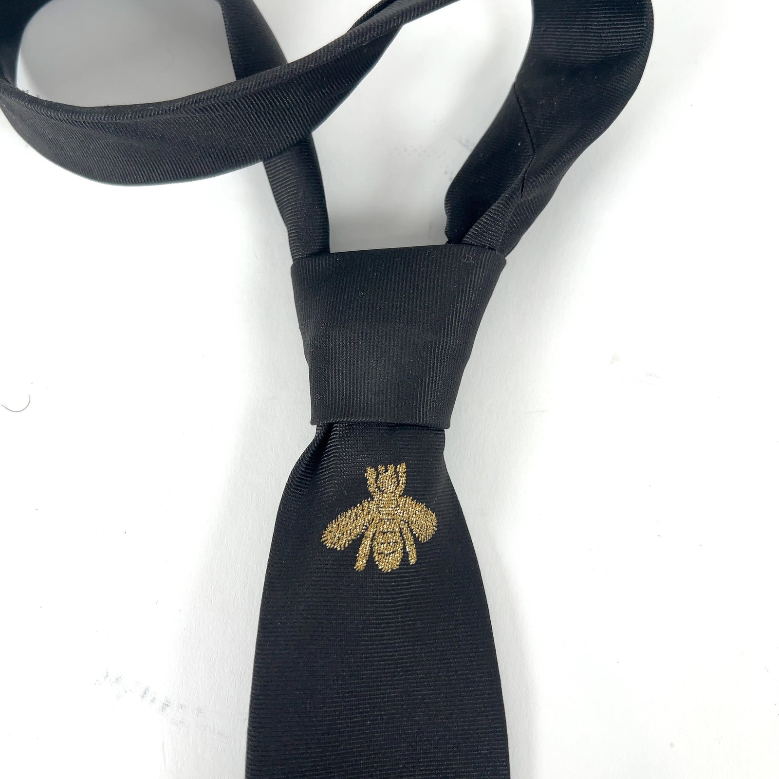 Gucci Slim Black 'Bee' Tie