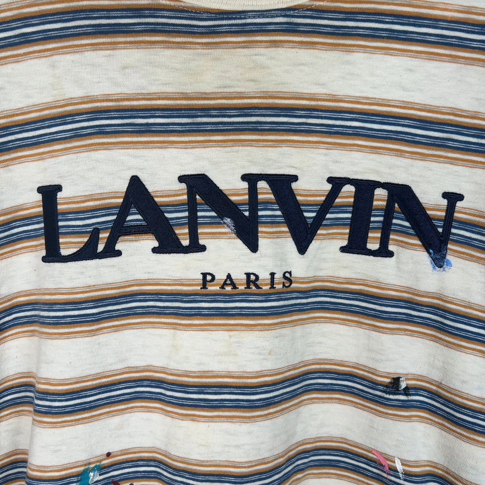 Lanvin Striped Striped Paint Splatter T-Shirt