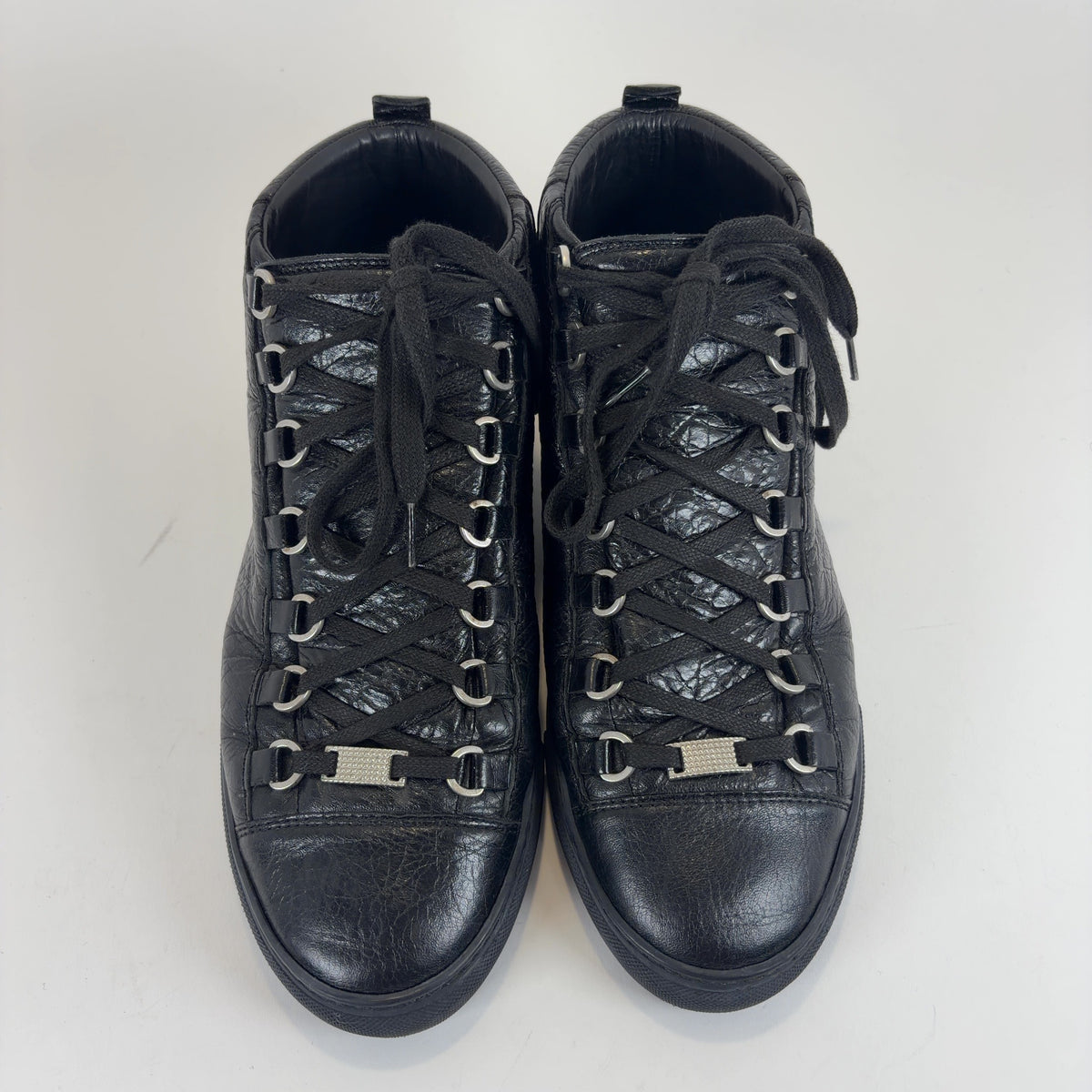 Balenciaga Crinkle Leather Arenas Hightop Sneakers